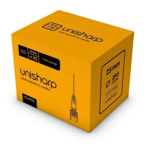 Unisharp Needle 25g 5/8” (16mm) (Short Orange) – x 100