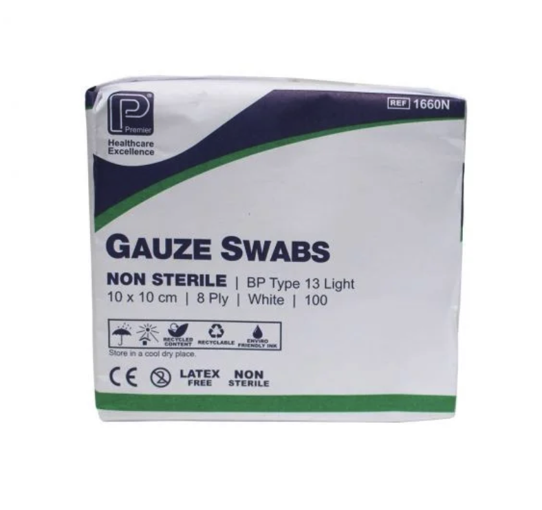 Gauze Swabs: 10 x 10cm 8 ply x 100 - Kiss Aesthetics Wholesale